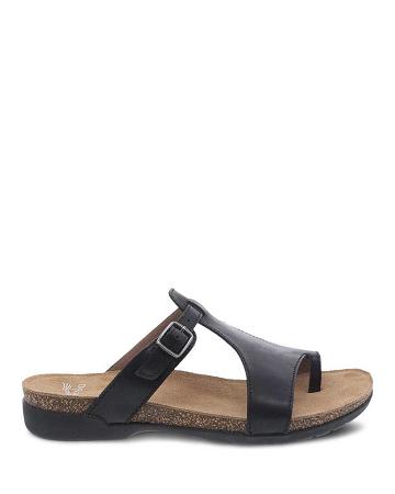 Sandales Dansko Remi Waxy Burnished Femme Noir | FR 067JPQ